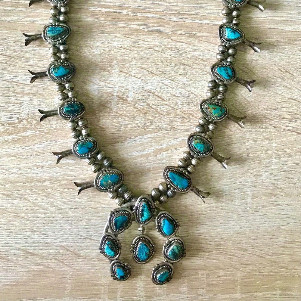 Vintage Old Pawn Authentic Squash Blossom Necklace